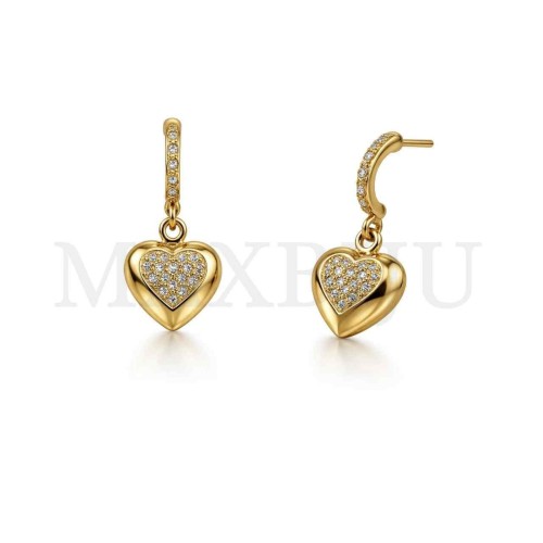 Heart Metal Earrings - 15x32mm