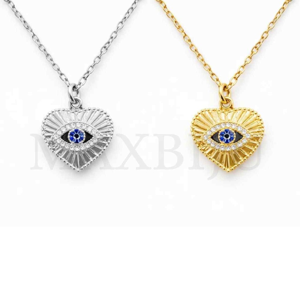 Stainless Steel Necklace and Rodium Pendant - 45 cm