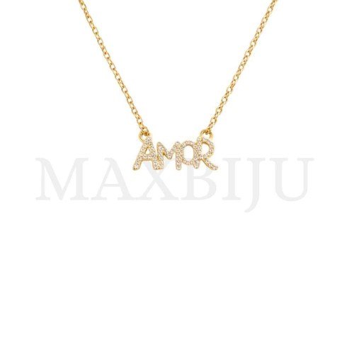 Stainless Steel Necklace and Rodium Pendant - 45 cm