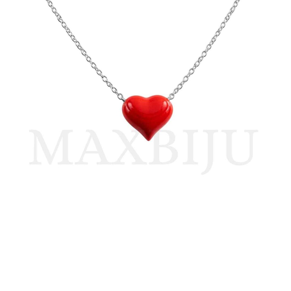 Stainless Steel Necklace and Rodium Pendant - 45 cm