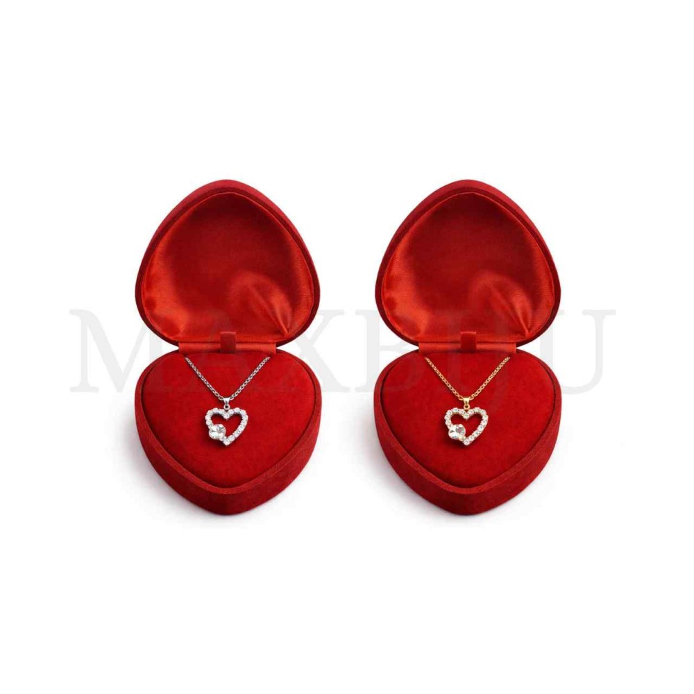 Stainless Steel Valentine's Day Set and Rodium Pendant 8,5x9,5cm