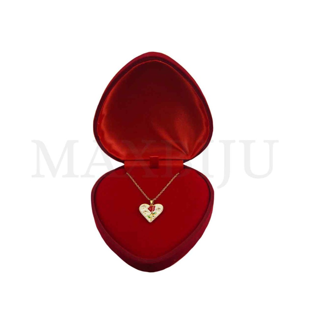 Stainless Steel Valentine's Day Set and Rodium Pendant 8,5x9,5cm