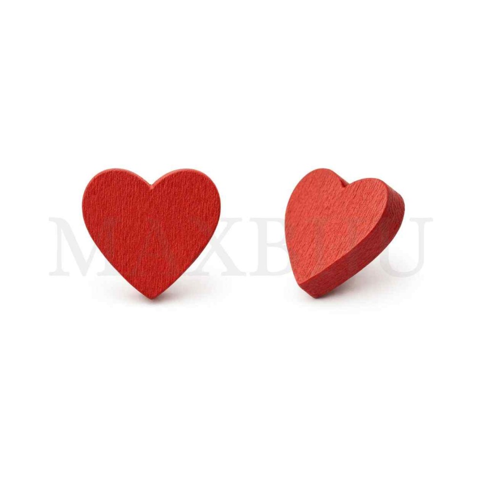 Wood Heart Valentine's Day 15x15mm