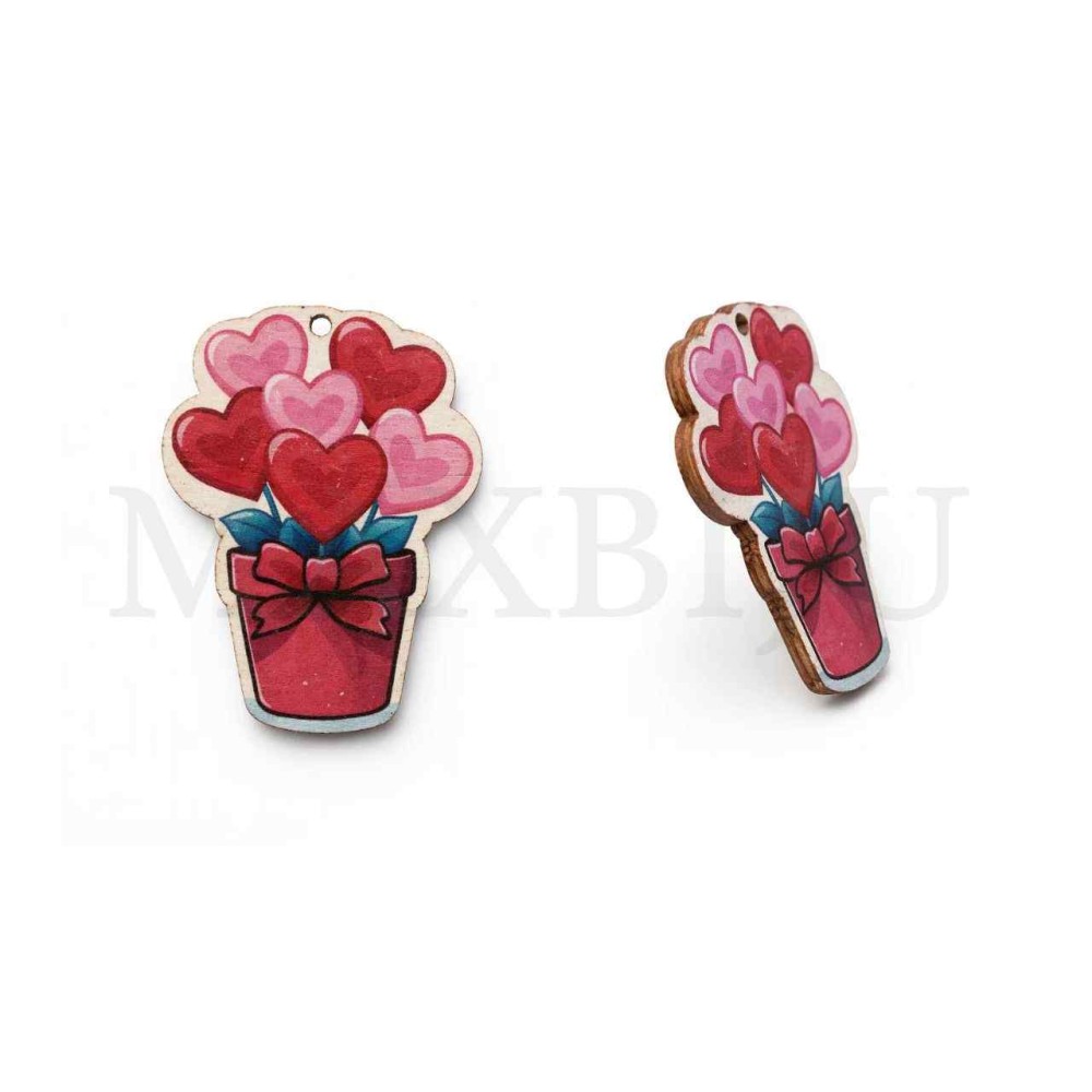 Wood Heart Valentine's Day 40x50mm