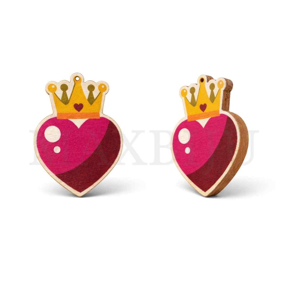 Wood Heart Valentine's Day 37x50mm