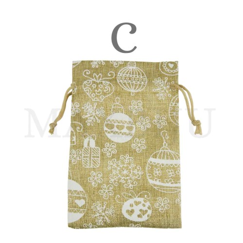 Christmas Burlap Bag 13x18cm