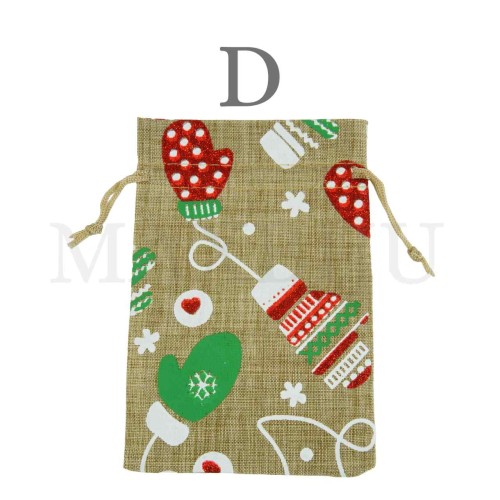 Christmas Burlap Bag 13x18cm