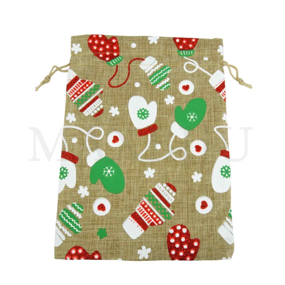 Christmas Burlap Bag 17x23cm
