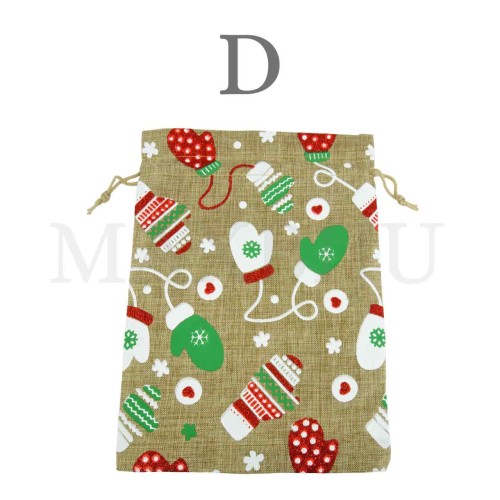 Christmas Burlap Bag 17x23cm