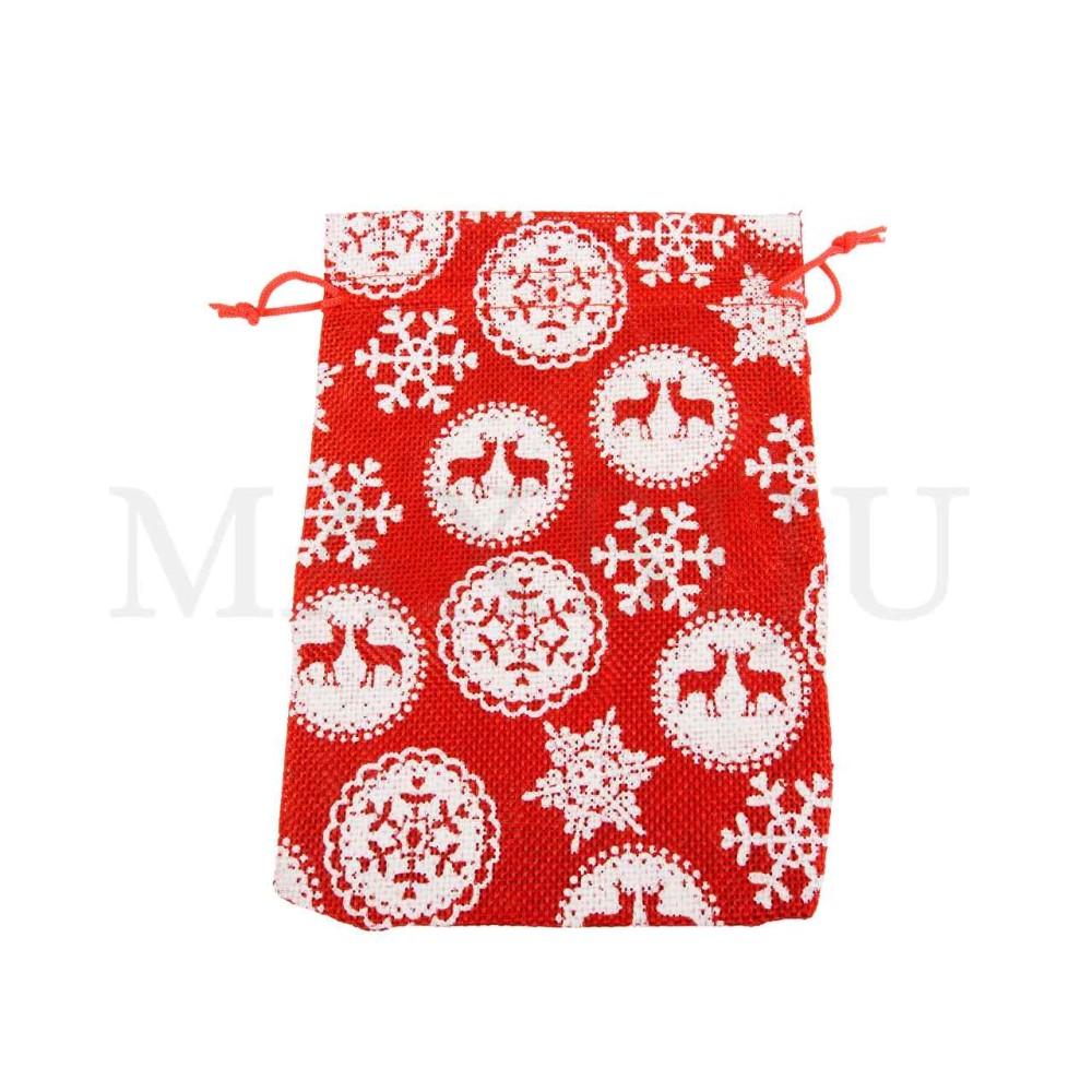 Christmas Burlap Bag 13x18cm