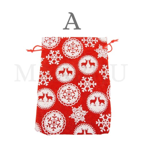 Christmas Burlap Bag 13x18cm