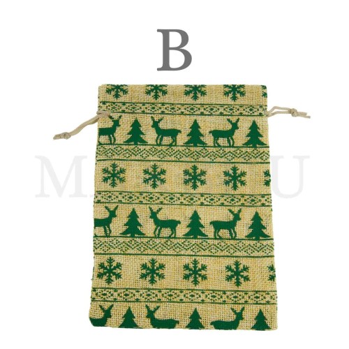 Christmas Burlap Bag 13x18cm