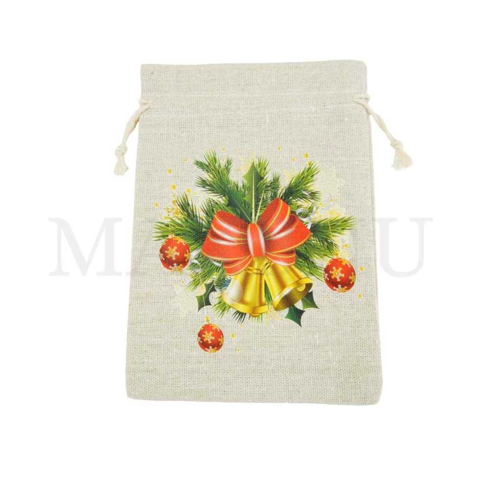 Christmas Burlap Bag 13x18cm