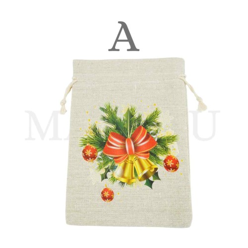 Christmas Burlap Bag 13x18cm
