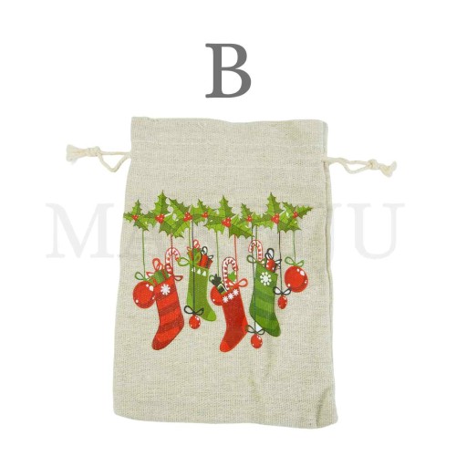 Christmas Burlap Bag 13x18cm