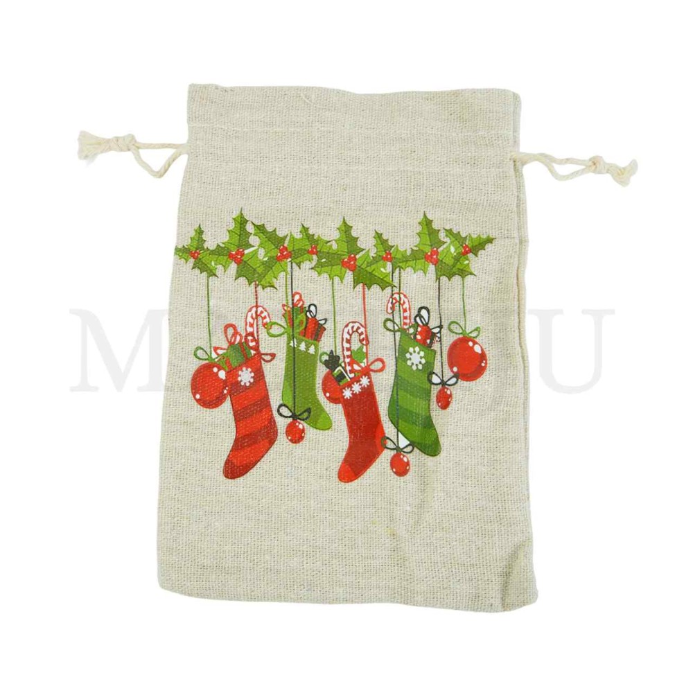 Christmas Burlap Bag 20x30cm