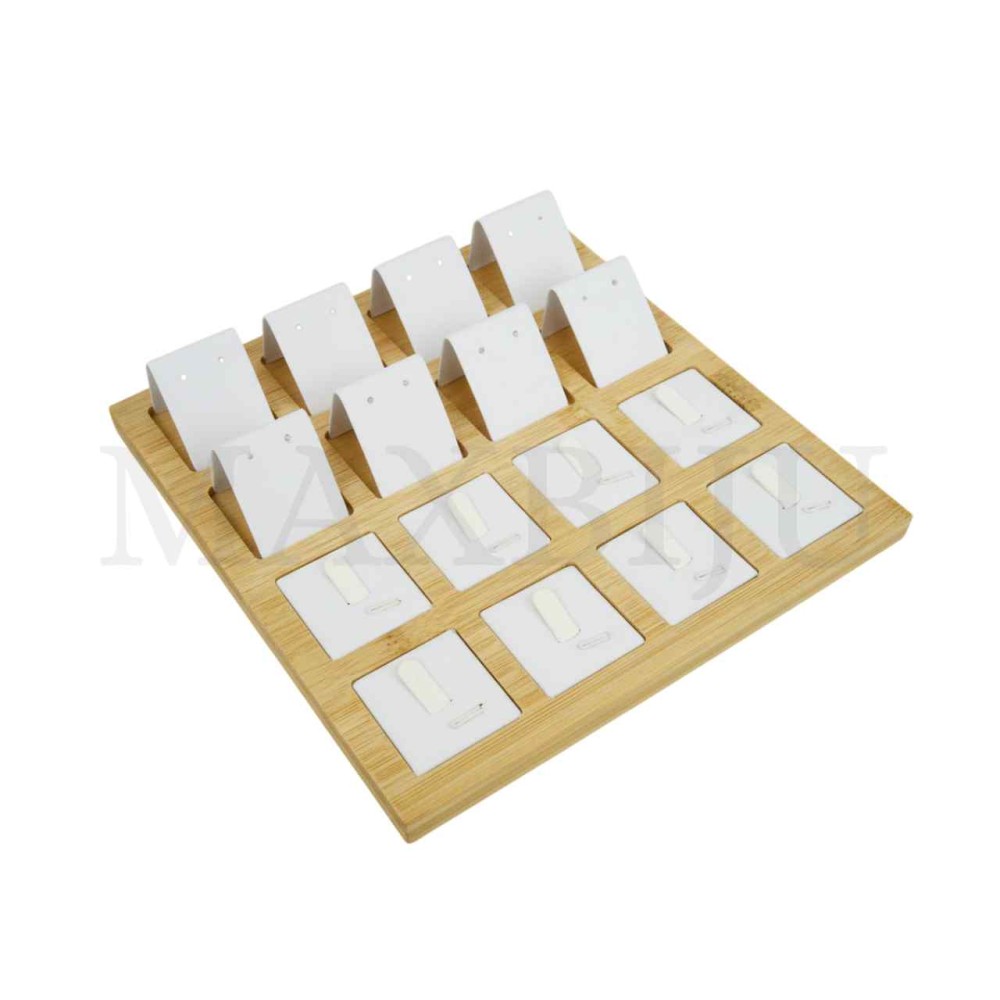 Wood and Leather Earring and Ring Exhibitor 21x21cm