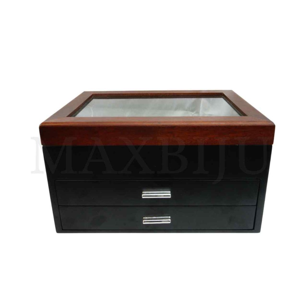 Wooden Jewellery Box with 2 Drawers 29x20x16cm