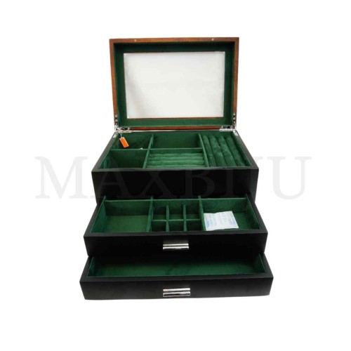 Wooden Jewellery Box with 2 Drawers 29x20x16cm