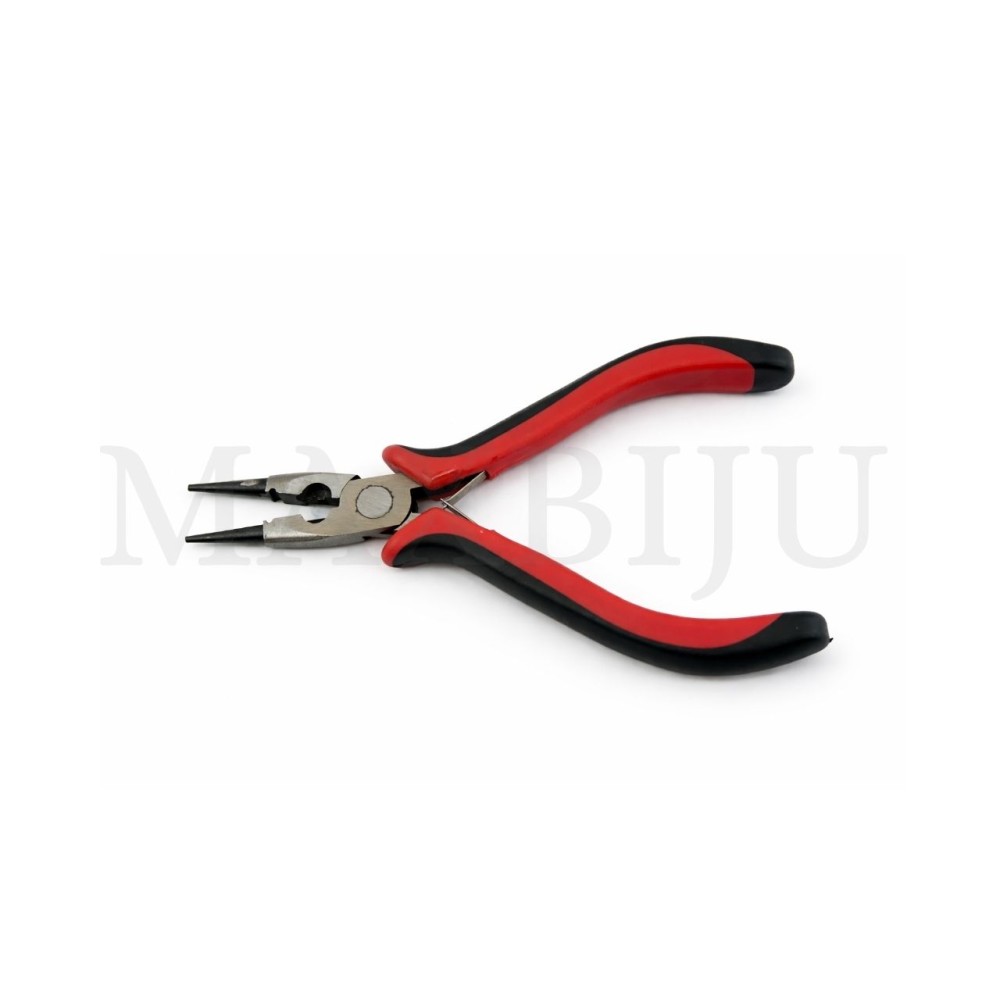Round-nose pliers with cutting edge.